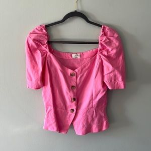Aritzia Wilfred Janine pink linen top